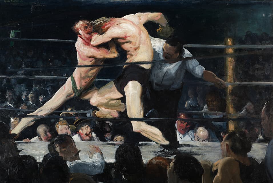 George Bellows, Walka u Sharkeya 1909, Cleveland Museum of Art — półlegalne boksowanie w Nowym Jorku, klasyk Ashcan School, wizualne źródło klimatu hardboiled
