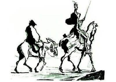 Juliusz Kossak, Zagłoba zdobywa chorągiew (1886) — sepiowy rysunek: tęgi, wąsaty szlachcic na koniu wyjeżdża z zagajnika, trzymając w górze zdobyty sztandar, którego płótno opada mu na głowę i ramiona; w mgle między drzewami trwa jeszcze potyczka jeźdźców, a na pierwszym planie leżą porzucona szabla, hełm i poległy.