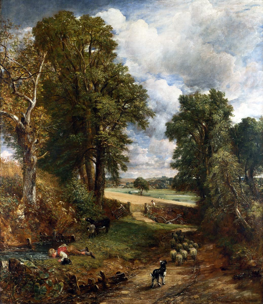John Constable, Łan zboża (1826) - dojrzewający łan, polna droga i chłopiec, który przystanął, by napić się ze strumienia