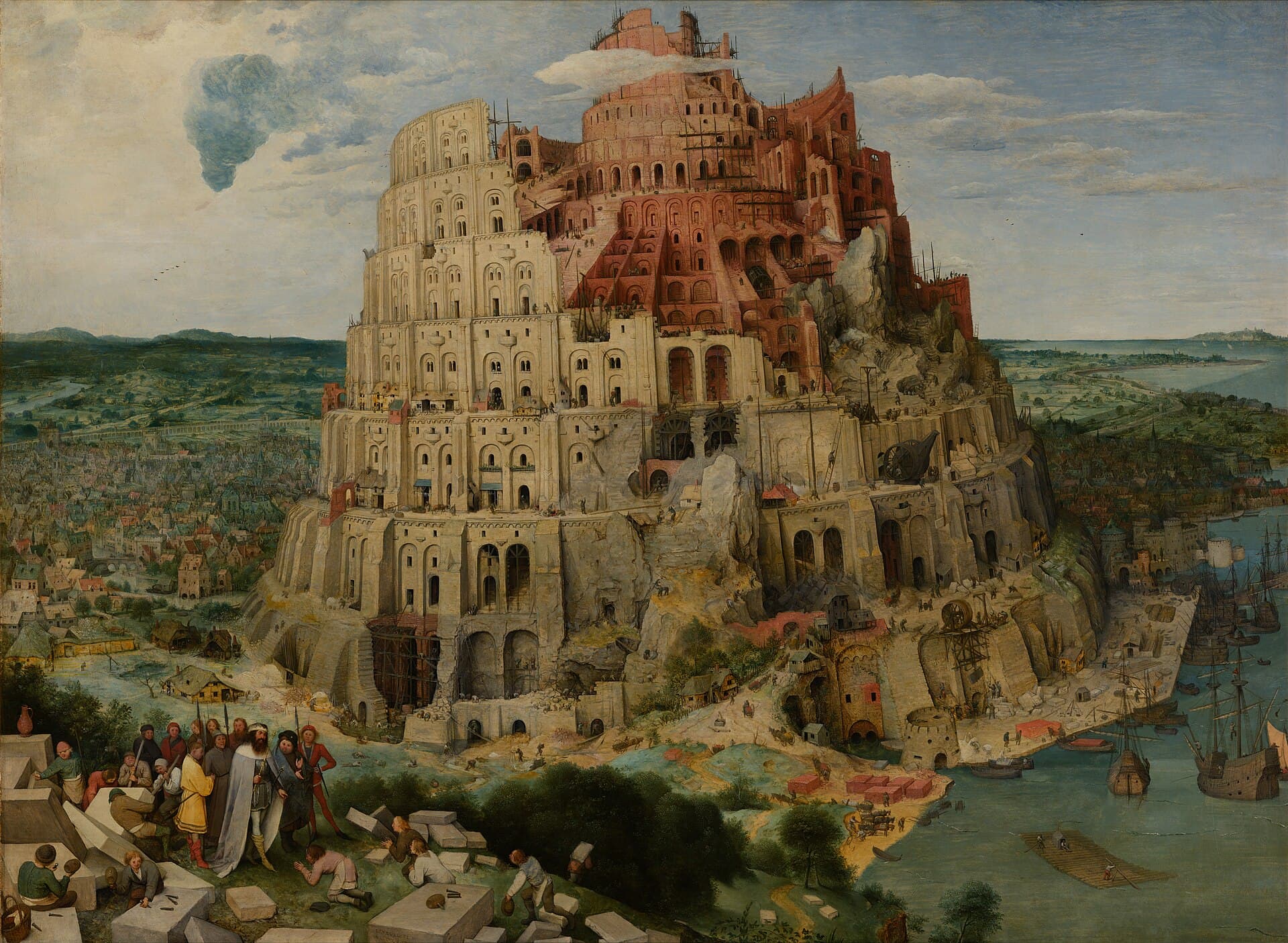 Pieter Bruegel starszy, Wieża Babel (1563) - monumentalna wieża pnąca się spiralnie ku niebu