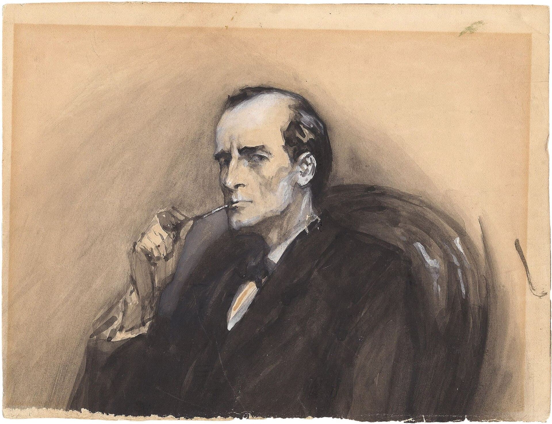 Sidney Paget, portret Sherlocka Holmesa z The Strand Magazine — najsłynniejsza wizualizacja postaci o płaskim łuku w historii literatury