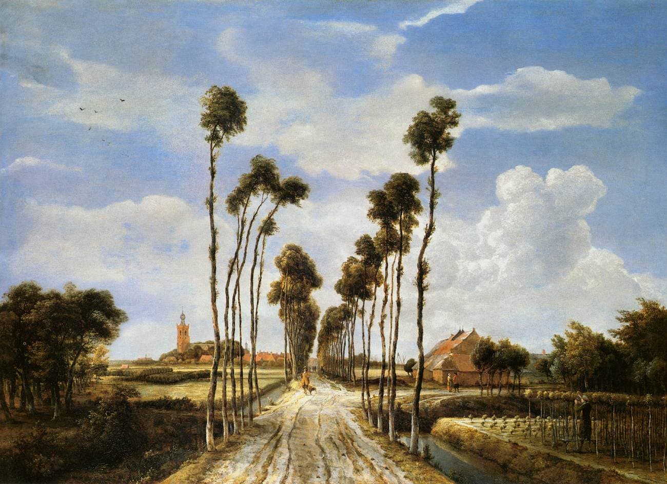 Meindert Hobbema, Aleja w Middelharnis (1689) - wysoka aleja drzew prowadząca wzrok ku odległej wsi