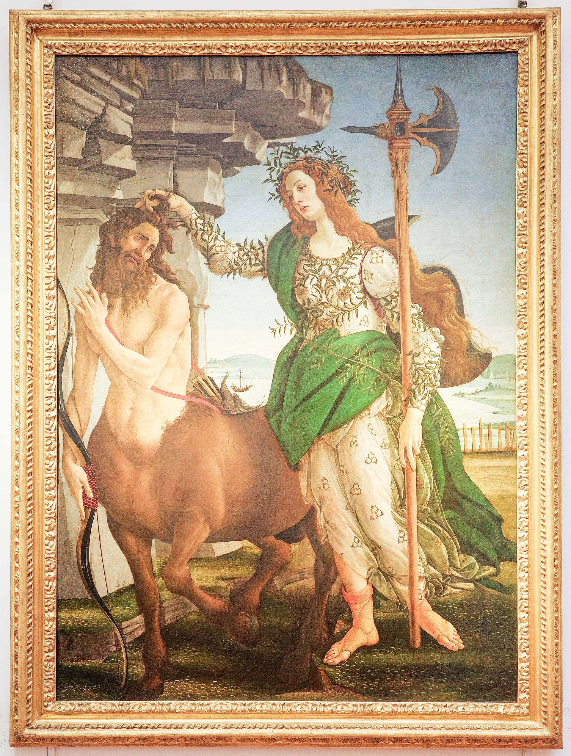 Sandro Botticelli, Pallas i centaur (ok. 1482) — w jednym ciele łączą się człowiek i koń, czytani od razu jako nowe stworzenie z dwóch znanych